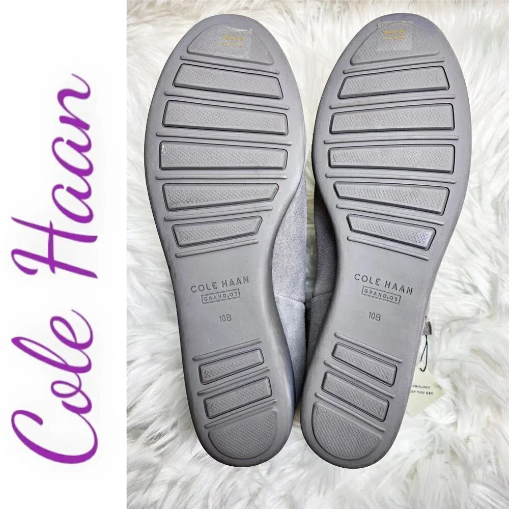 NWOB COLE HAAN Grand OS Callie Waterproof Suede Shearling Wedge Bootie‎ Gray, 10